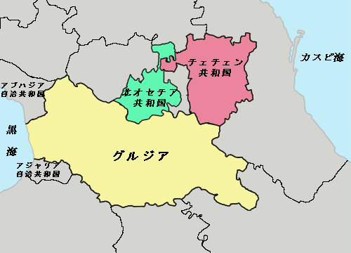 アブハジアは地図上の左端。黒海沿岸