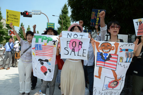 TPPは原発問題同様、女性たちの反対が根強い。子供たちの健康と生活に直結しているからだろう。＝写真：田中龍作＝