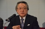 穏健保守の小林節氏。アベ政治への込み上げるような怒りが新党設立の動機だ。＝9日、プレスセンター　撮影：筆者＝