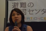 福島市から東京に自主避難している岡田めぐみさんは４児の母。「私たちは捨てられたのか・・・声をあげられない」。=12日、参院会館　撮影：筆者=　