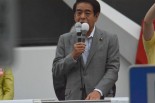 下村氏は自民党東京都連の会長でもあった。写真は都議選最終日に自民党候補の応援演説に駆け付けた下村氏。＝1日、秋葉原　撮影：筆者＝