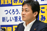 玉木・国民民主党代表、定例記者会見。＝12日、衆院第４控室　撮影：田中龍作