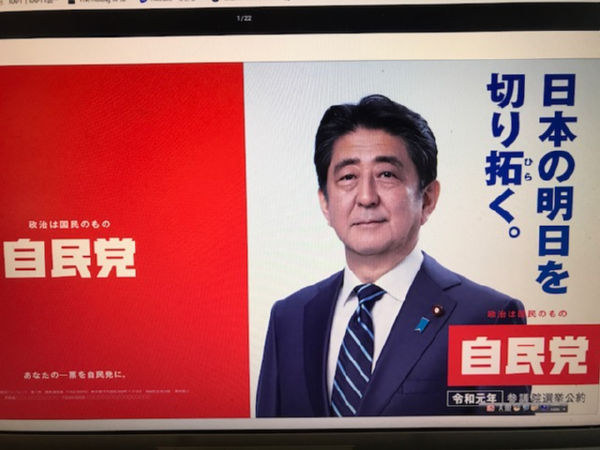 田中が入手した「2019年・参院選挙公約集」。右下に「選挙公約」とある。